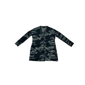 Sanctuary Camo Print Open Front Long Sleeve Cardigan Sweater Women Medium